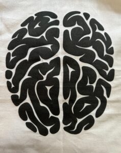 print of graphic of brain and it's folds.